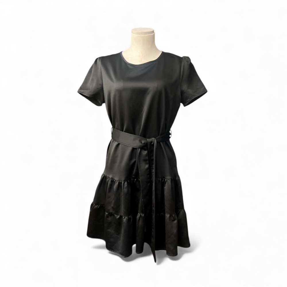 Studio Pasha Chic Black Satin Mini Dress
